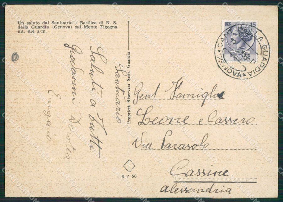 Genova Ceranesi Santuario FG cartolina ZK4003 – retro