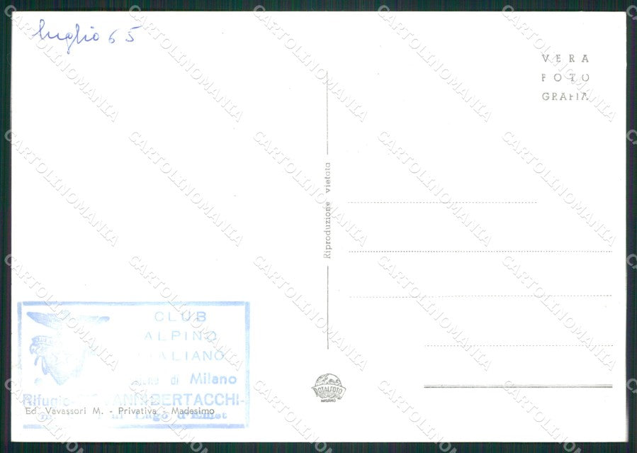 Sondrio Madesimo Rifugio Bertacchi Foto FG cartolina ZK4010 – retro