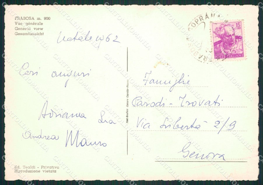 Cuneo Frabosa Neve Foto FG cartolina ZK4012 – retro