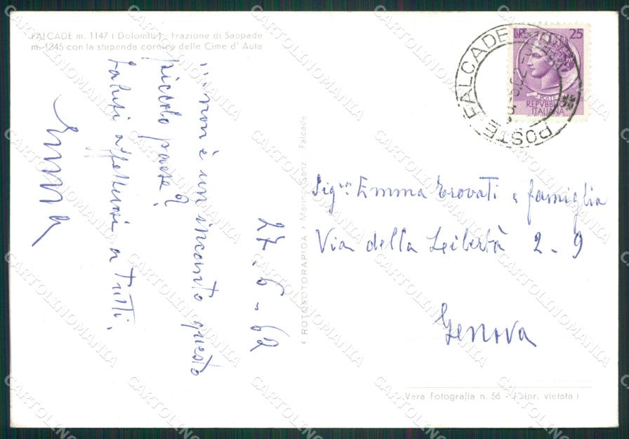 Belluno Falcade Foto FG cartolina ZK4038 – retro