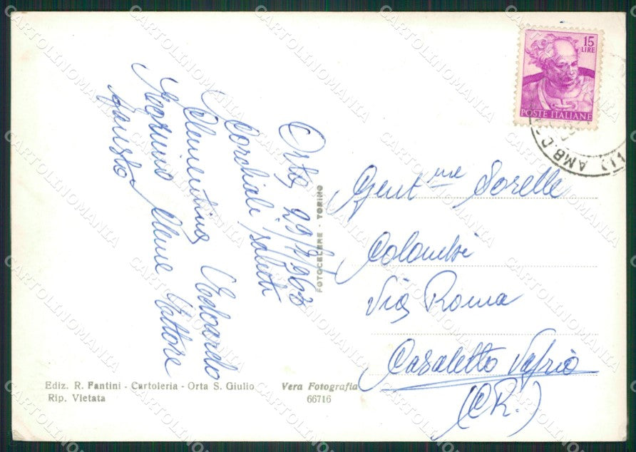Novara Orta San Giulio Barche Foto FG cartolina ZK4079 – retro
