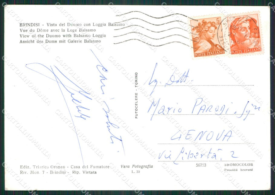 Brindisi Città Auto Foto FG cartolina ZK4155 – retro