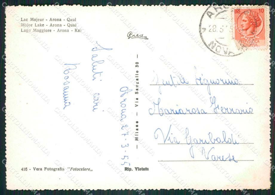 Novara Arona STRAPPINO Foto FG cartolina ZK4190 – retro