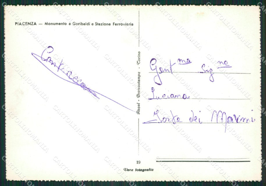 Piacenza Città Stazione Foto FG cartolina ZK4284 – retro
