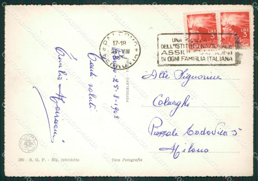 Palermo Mondello PIEGA Foto FG cartolina ZK4314 – retro