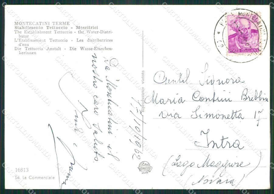Pistoia Montecatini Terme Stabilimento Tettuccio ABRASA Foto FG cartolina ZK4335 – retro