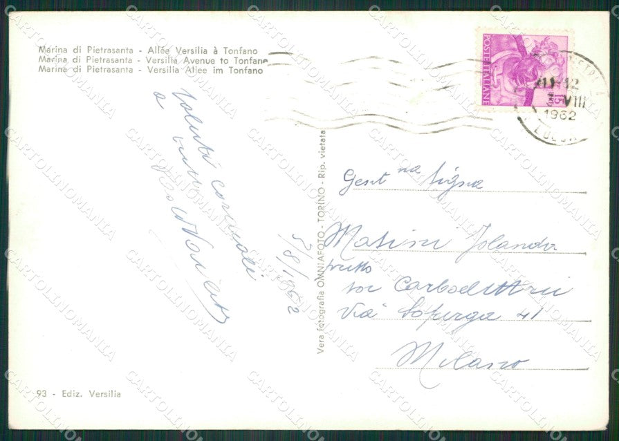 Lucca Pietrasanta Marina di Tonfano Foto FG cartolina ZK4356 – retro