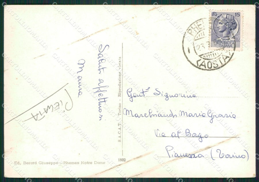 Aosta Rhèmes Notre Dame PIEGATA Foto FG cartolina ZK4420 – retro
