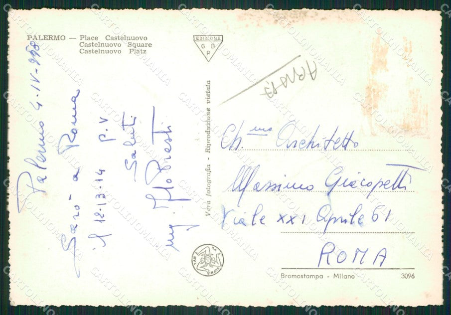 Palermo Città ABRASA PIEGHE Foto FG cartolina ZK4428 – retro