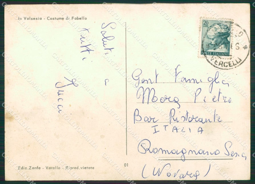 Vercelli Fobello Costumi Foto FG cartolina ZK4449 – retro