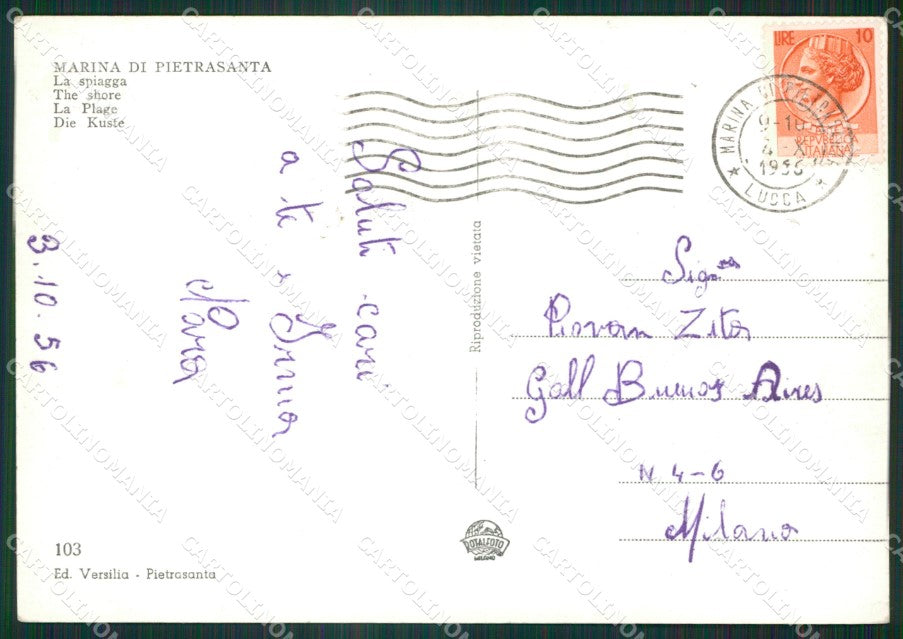 Lucca Pietrasanta Marina di Foto FG cartolina ZK4457 – retro