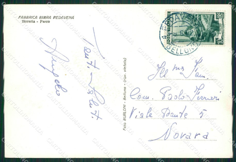 Belluno Pedavena Fabbrica Birra Foto FG cartolina ZK4464 – retro