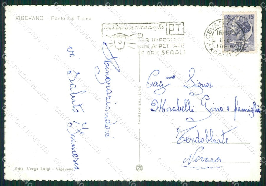 Pavia Vigevano Ponte sul Ticino Auto Foto FG cartolina ZK4534 – retro