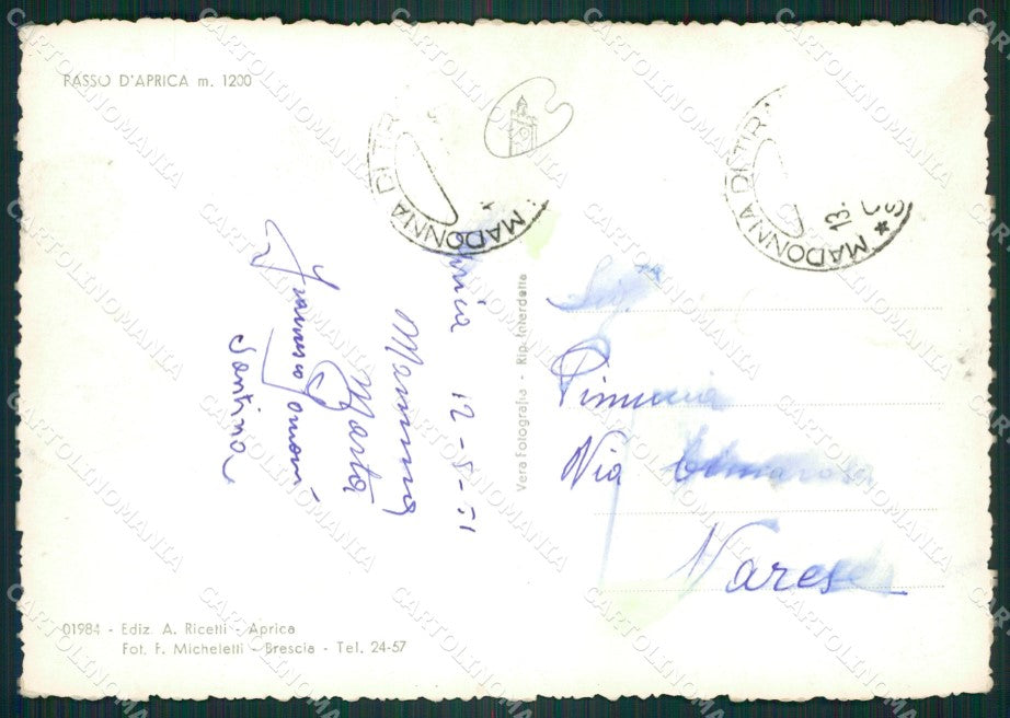 Sondrio Aprica Passo Foto FG cartolina ZK4552 – retro