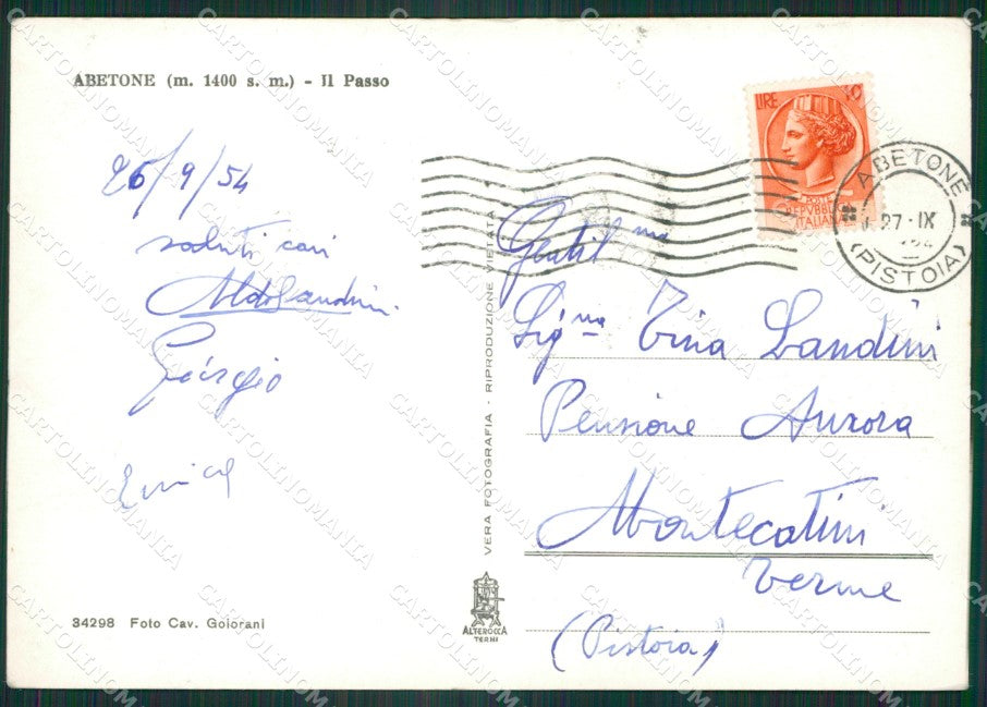Pistoia Abetone Corriera Nevicata Foto FG cartolina ZK4614 – retro