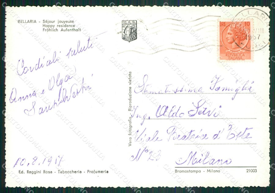 Rimini Bellaria Foto FG cartolina ZK4617 – retro