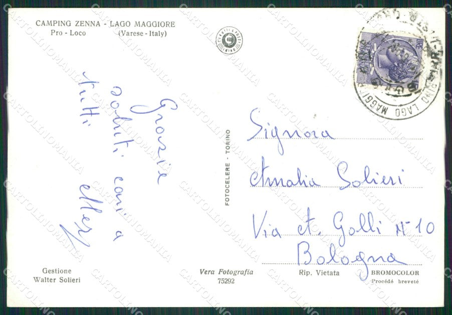 Varese Pino Zenna Campeggio Auto Foto FG cartolina ZK4707 – retro