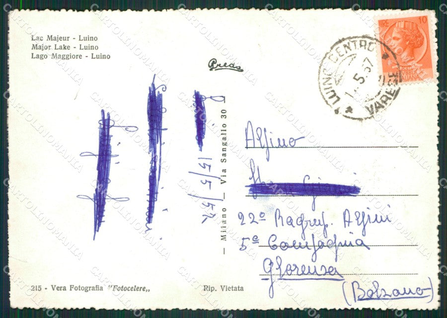 Varese Luino Battello STRAPPINO Foto FG cartolina ZK4811 – retro
