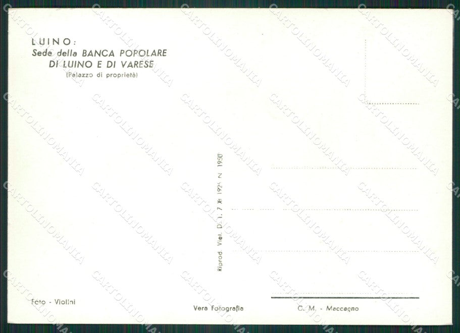 Varese Luino Banca Popolare di Foto FG cartolina ZK4828 – retro