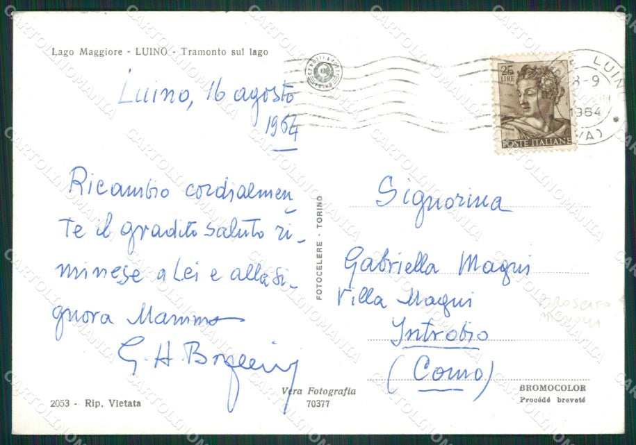 Varese Luino Battello PIEGHINE Foto FG cartolina ZK4843 – retro