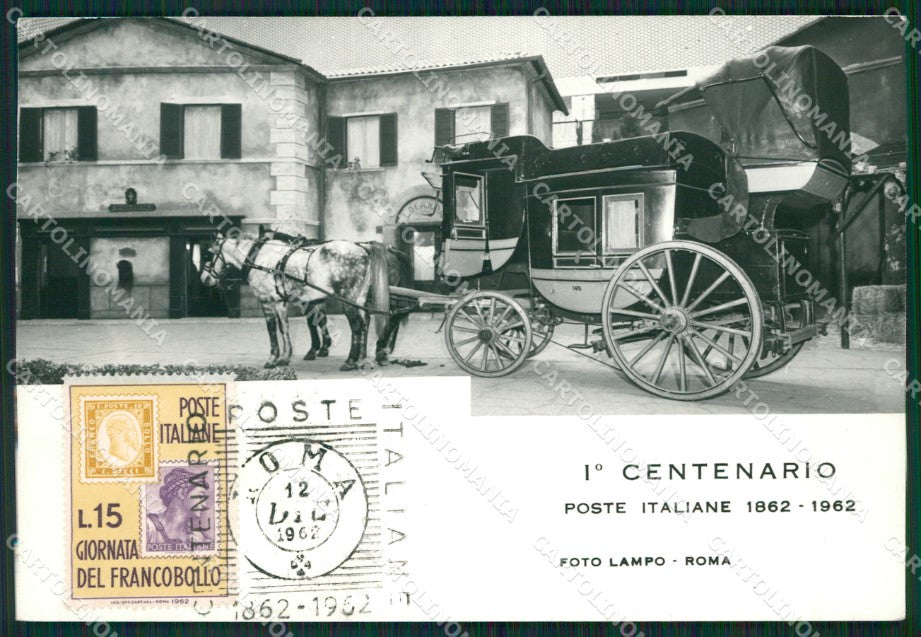Roma Filatelia Diligenza RETRO BIANCO Foto FG cartolina ZK4924 – fronte