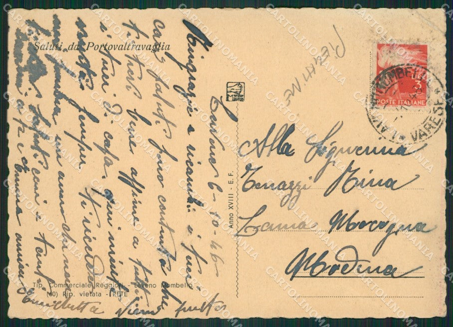 Varese Porto Valtravaglia Stazione PIEGHINE FG cartolina ZK4934 – retro