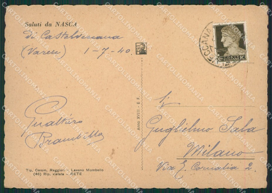 Varese Castelveccana Nasca PIEGA FG cartolina ZK4941 – retro