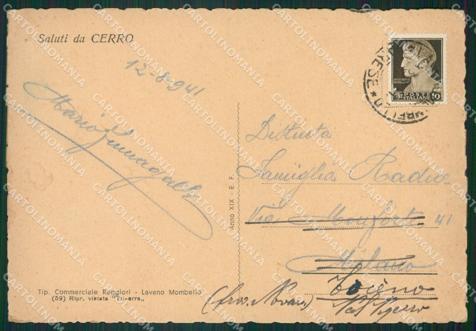 Varese Laveno Mombello Cerro FG cartolina ZK4953 – retro