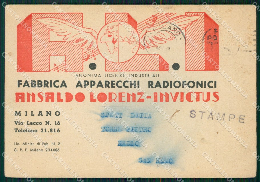 Milano Radio Commerciale PIEGA FG cartolina ZK5055 – fronte