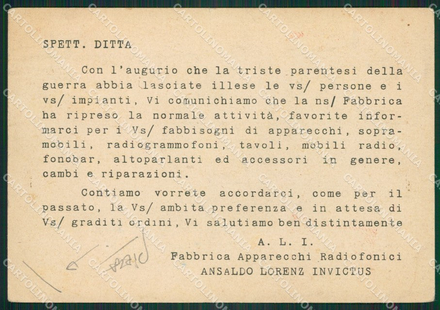 Milano Radio Commerciale PIEGA FG cartolina ZK5055 – retro