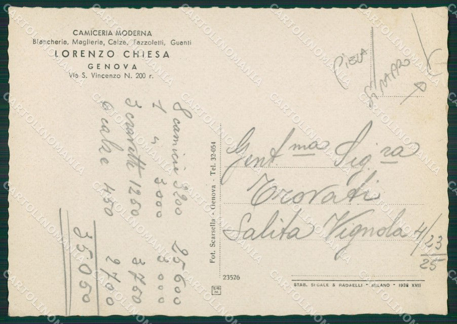 Genova Città Pubblicitaria STRAPPO PIEGA FG cartolina ZK5061 – retro
