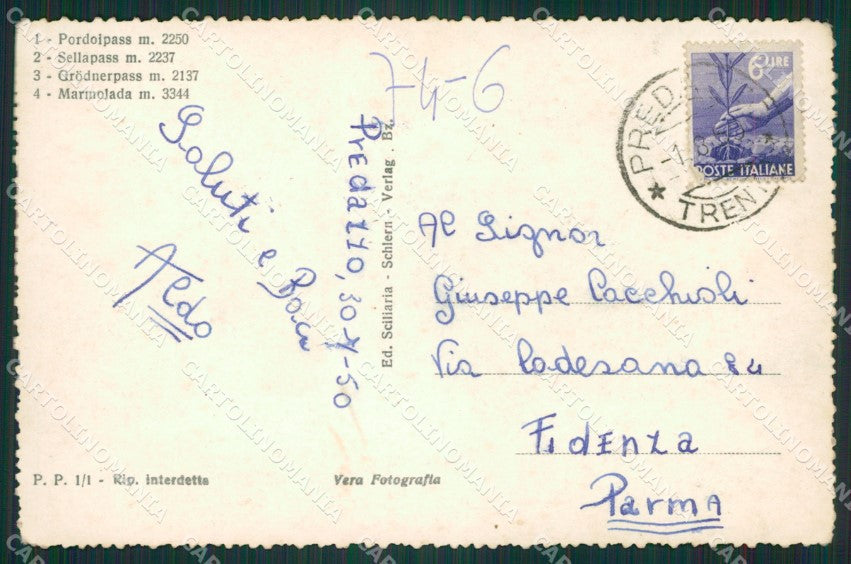Trento Passo Pordoi Gardena Sella Marmolada ABRASA Foto cartolina ZK5180 – retro