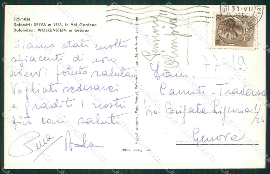Bolzano Selva in Val Gardena Foto cartolina ZK5186 – retro