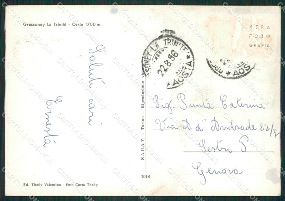 Aosta Gressoney La Trinitè Orsia Foto FG cartolina ZK5252 – retro