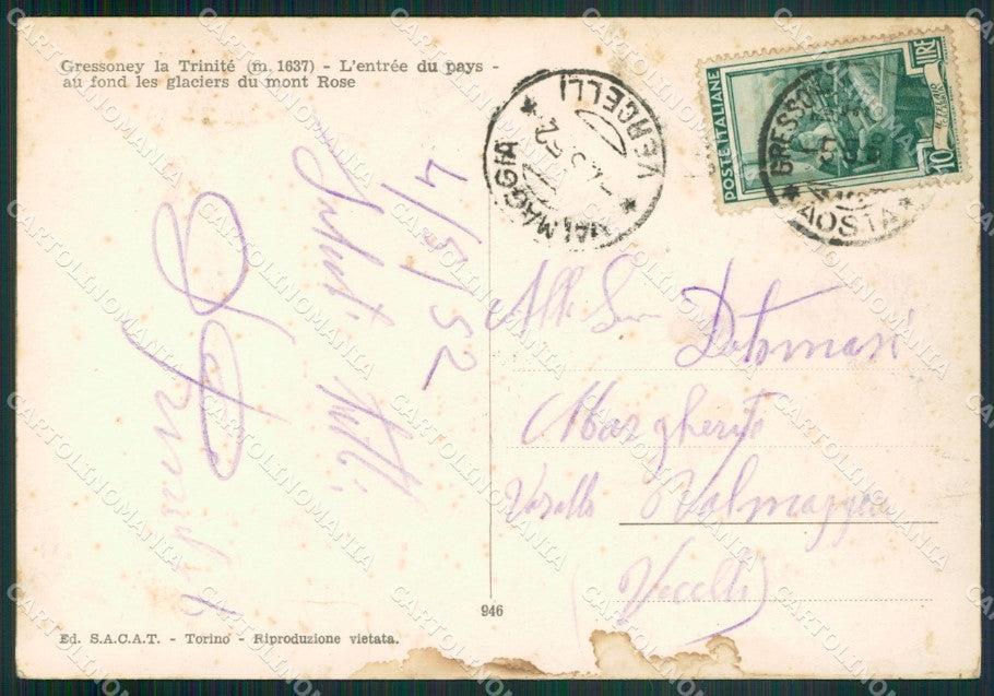 Aosta Gressoney La Trinitè Monte Rosa Foto FG cartolina ZK5253 – retro