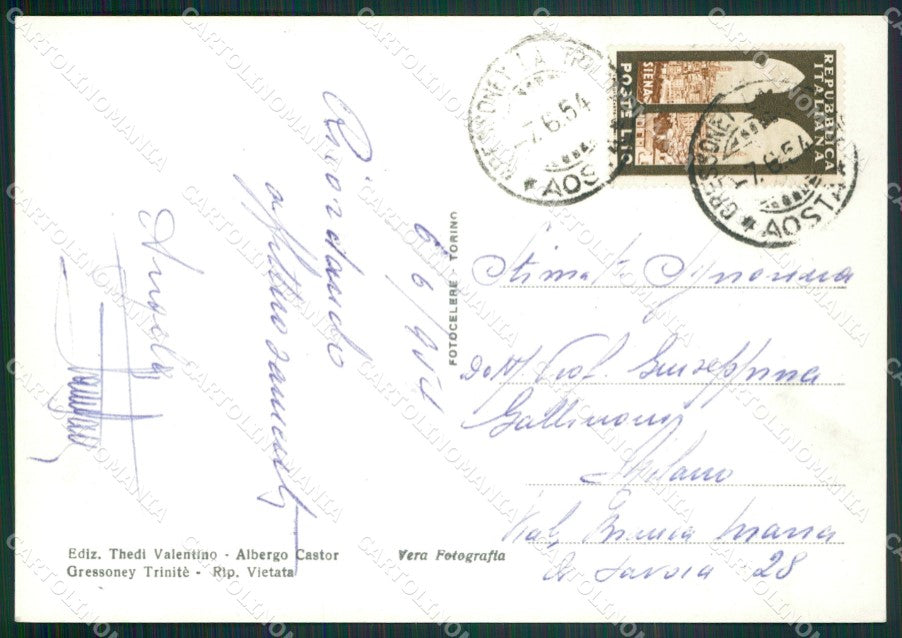 Aosta Gressoney La Trinitè Monte Rosa Foto FG cartolina ZK5267 – retro
