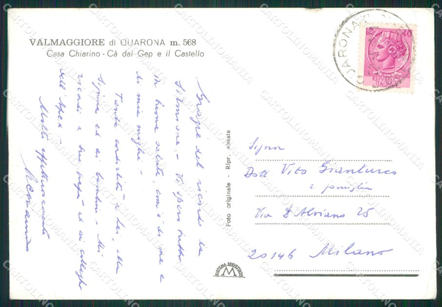 Vercelli Quarona Valmaggiore PIEGHINA Foto FG cartolina ZK5274 – retro
