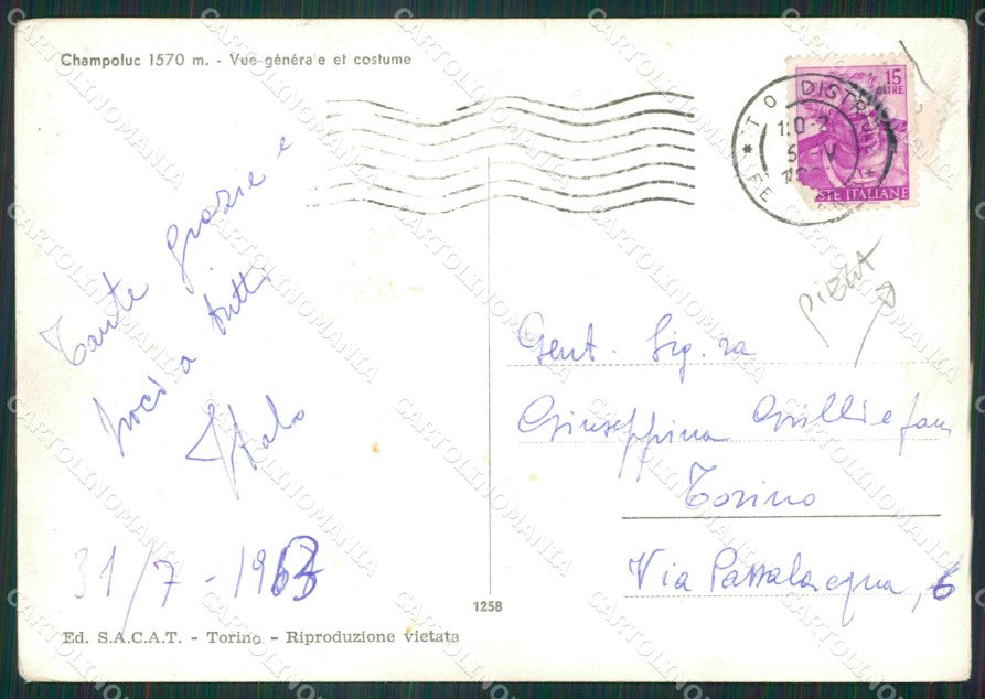 Aosta Ayas Champoluc PIEGA Foto FG cartolina ZK5302 – retro