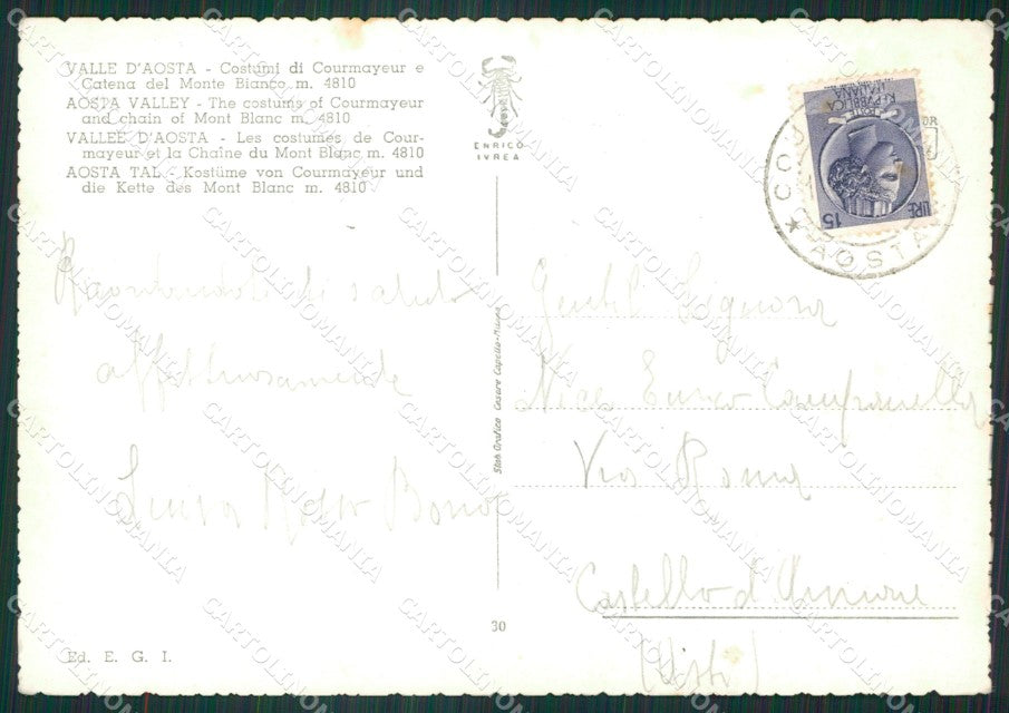 Aosta Courmayeur Costumi Foto FG cartolina ZK5305 – retro