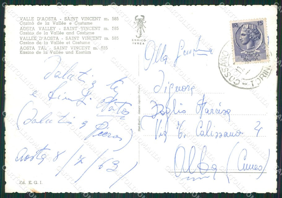 Aosta Saint Vincent Costumi Foto FG cartolina ZK5315 – retro