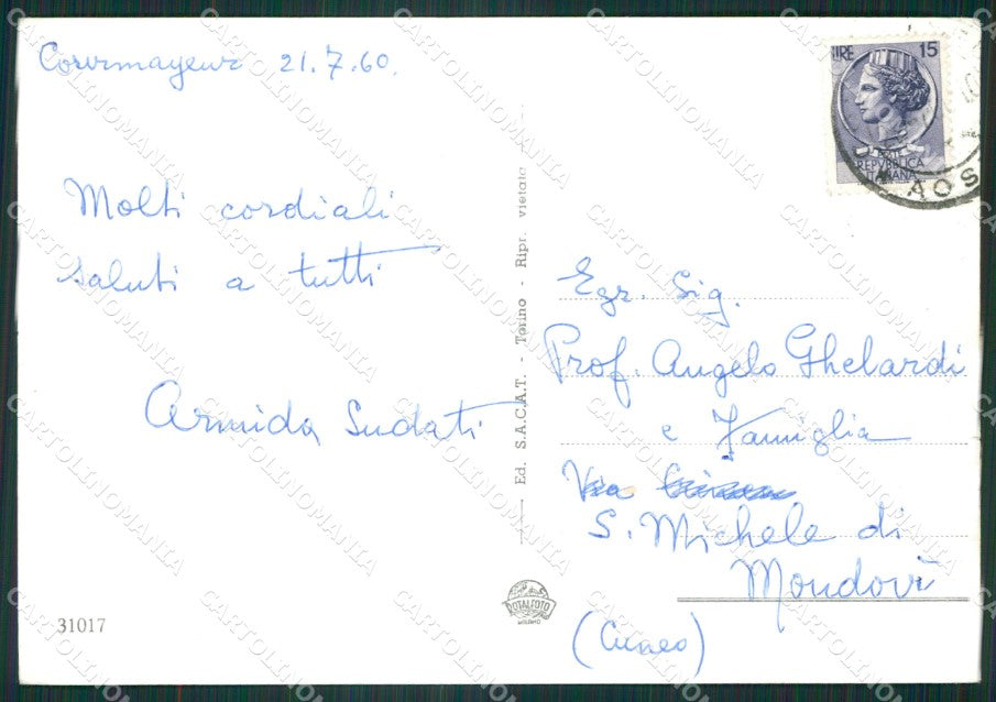 Aosta Courmayeur Gressoney Foto FG cartolina ZK5323 – retro