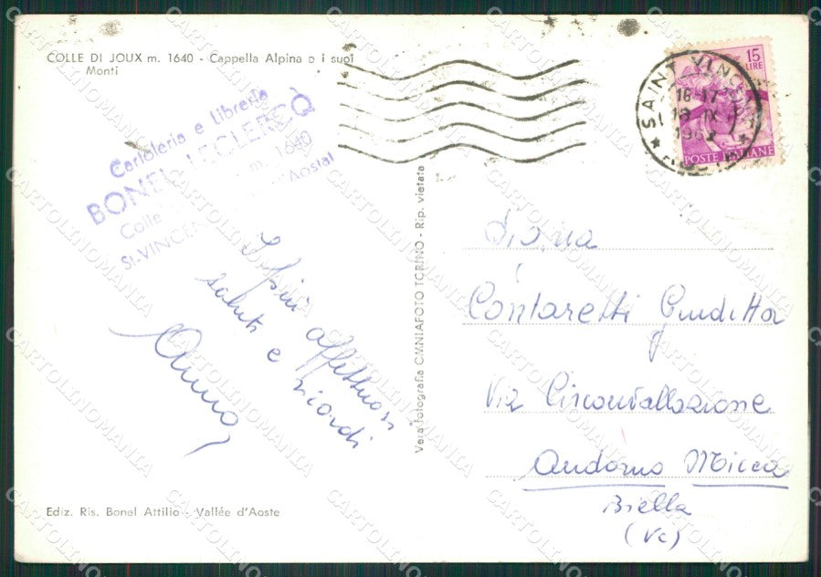 Aosta Saint Vincent Colle di Joux PIEGHINA Foto FG cartolina ZK5327 – retro