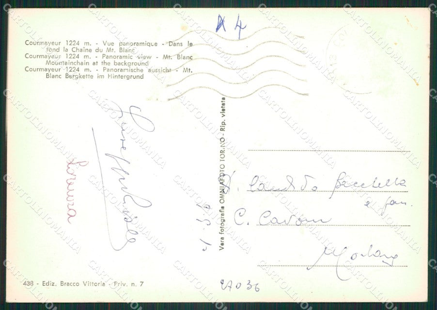 Aosta Courmayeur Corriera Auto Foto FG cartolina ZK5342 – retro