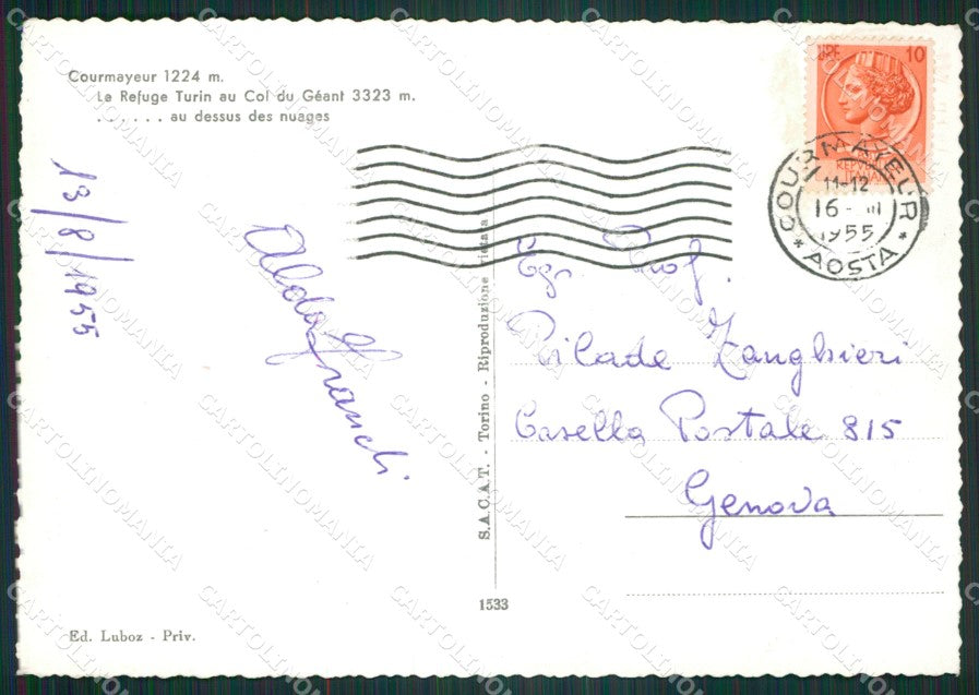 Aosta Courmayeur Rifugio Torino Foto FG cartolina ZK5345 – retro