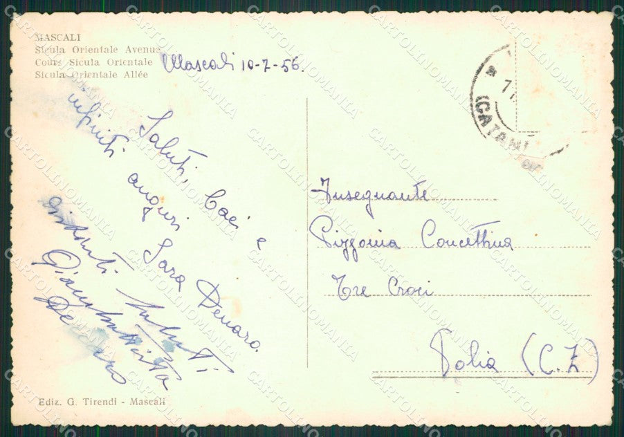 Catania Mascali Foto FG cartolina ZK5387 – retro