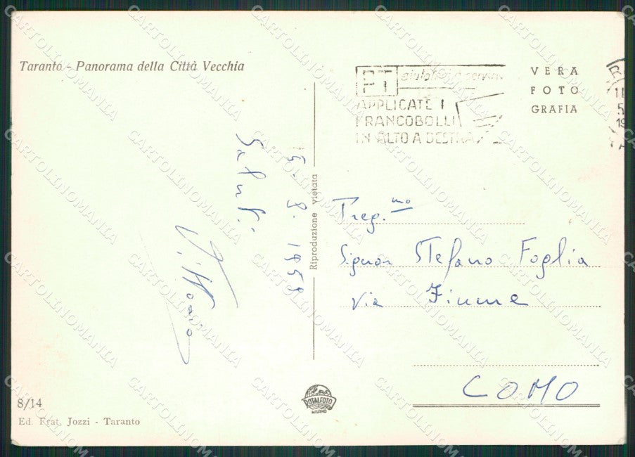 Taranto Città Navi Foto FG cartolina ZK5514 – retro