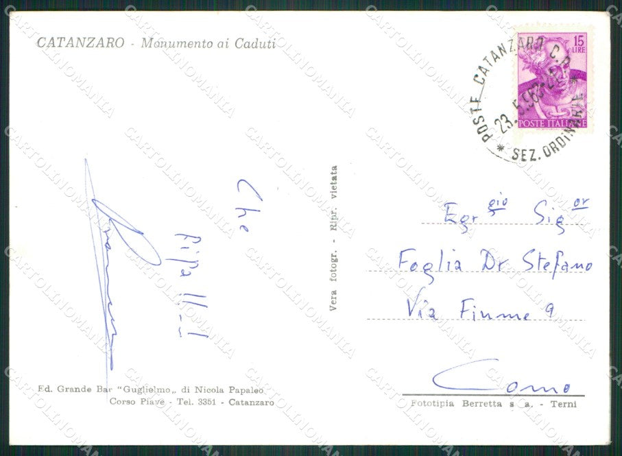 Catanzaro Città Foto FG cartolina ZK5518 – retro
