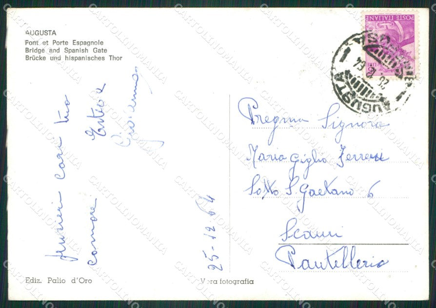 Siracusa Augusta PIEGHINE Foto FG cartolina ZK5524 – retro