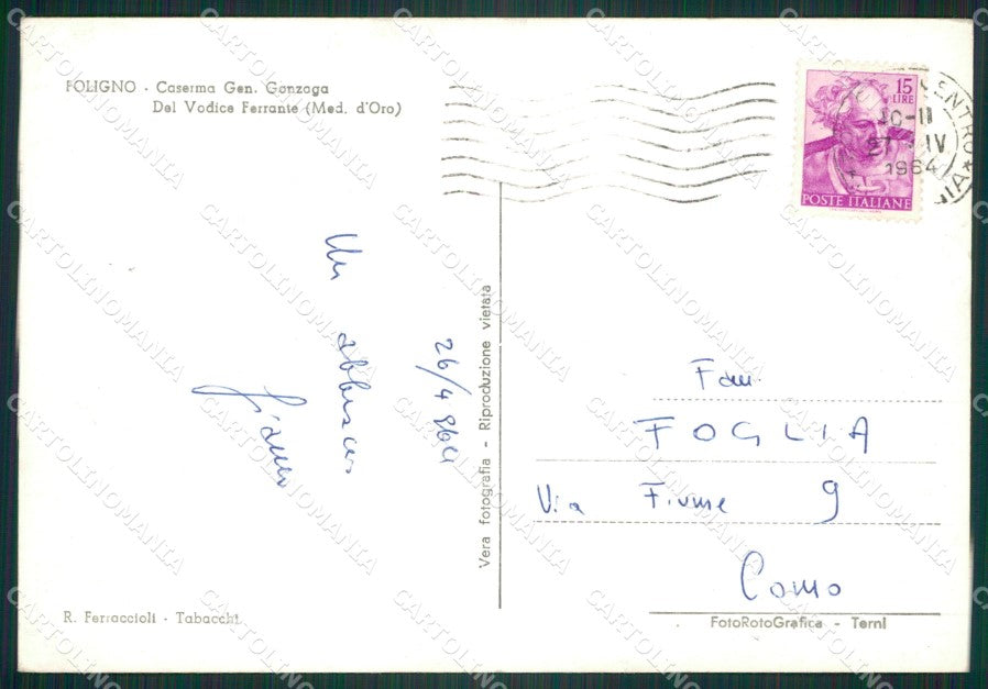 Perugia Foligno Caserma Foto FG cartolina ZK5569 – retro