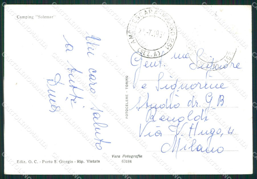 Ascoli Piceno Fermo Porto San Giorgio Campeggio Foto FG cartolina ZK5572 – retro